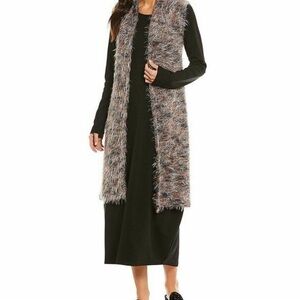 Bryn Walker Cardigan Sweater Vest Duster Wool Alpaca Longline Cozy Gray Medium